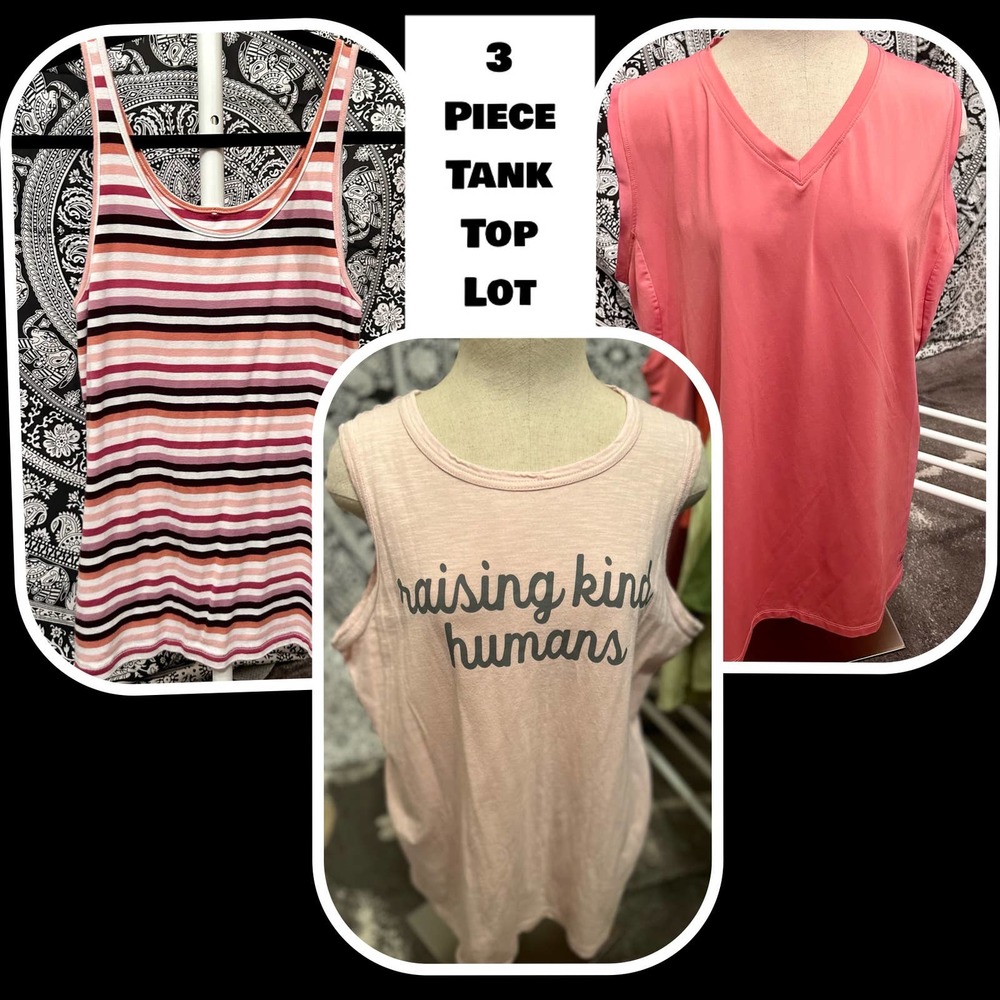 3 Piece Tank Top LOT Pink Hues XL and XXL